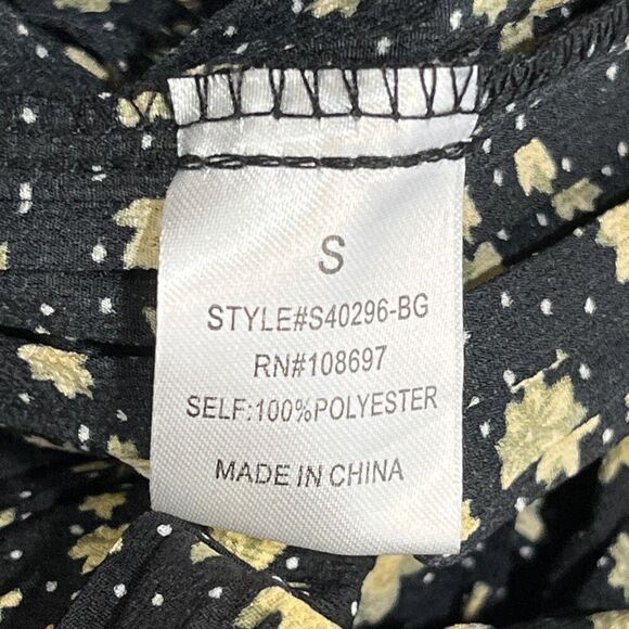 Alice Blue Accordion Pleat Midi Skirt Size S Black Butter Yellow Floral Belt - Picture 7 of 13